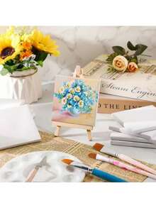 24件套4英寸x4英寸绘画套装 | 包括画架、画笔、调色盘、便携套装、迷你画架和画布套装 | 手工艺和艺术爱好者的理想礼物 - 套裝 - 查看 7