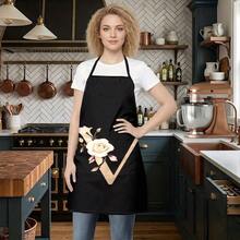 1pc Women's Fashion Floral Pattern C-Letter Design Kitchen Baking Cooking Apron, Elegant Minimalist Home Cleaning Protective Apron - C - View 31