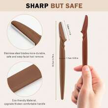 5/10/30/40pcs Unisex Face Razor, Multi-Purpose Eyebrow Trimmer, Facial Hair Removal Tool, Silicone Guard Eyebrow Trimmer, Easy Shaving Knife - Brown - View 5