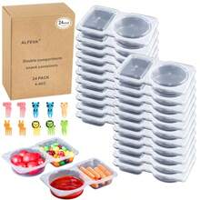 24 Pcs Reusable Snack Conainers Ih Li Snack Conainers For Ki Ads10 Forks Snack Pack Conainers - Liei And Sackable Mroaveable/Refrigeraor Se - Black Red Green Yellow - View 2