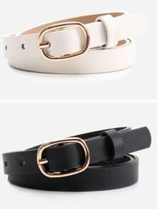 1条女士简约椭圆形搭扣PU表带，百搭装饰，可搭配连衣裙、牛仔裤、衬衫和休闲服饰 - 橢圓扣小帶 - 查看 10