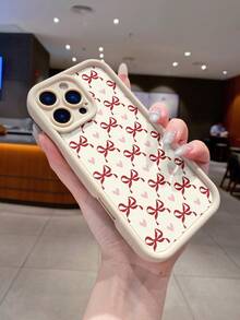 甜美奶白色红色蝴蝶结爱心保护壳，兼容 17 Air Pro Max、16 Pro Max，防摔，磨砂质感，兼容 15 Pro，少女风，兼容 14、13 - 高竹古董白 - 查看 3