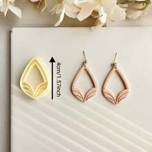 聚合物粘土耳环模具，不对称几何/莲花造型粘土雕塑工具，波西米亚风格手工模具，珠宝制作套装，适用于项链吊坠、手链、耳环 - 黃色 - 查看 5