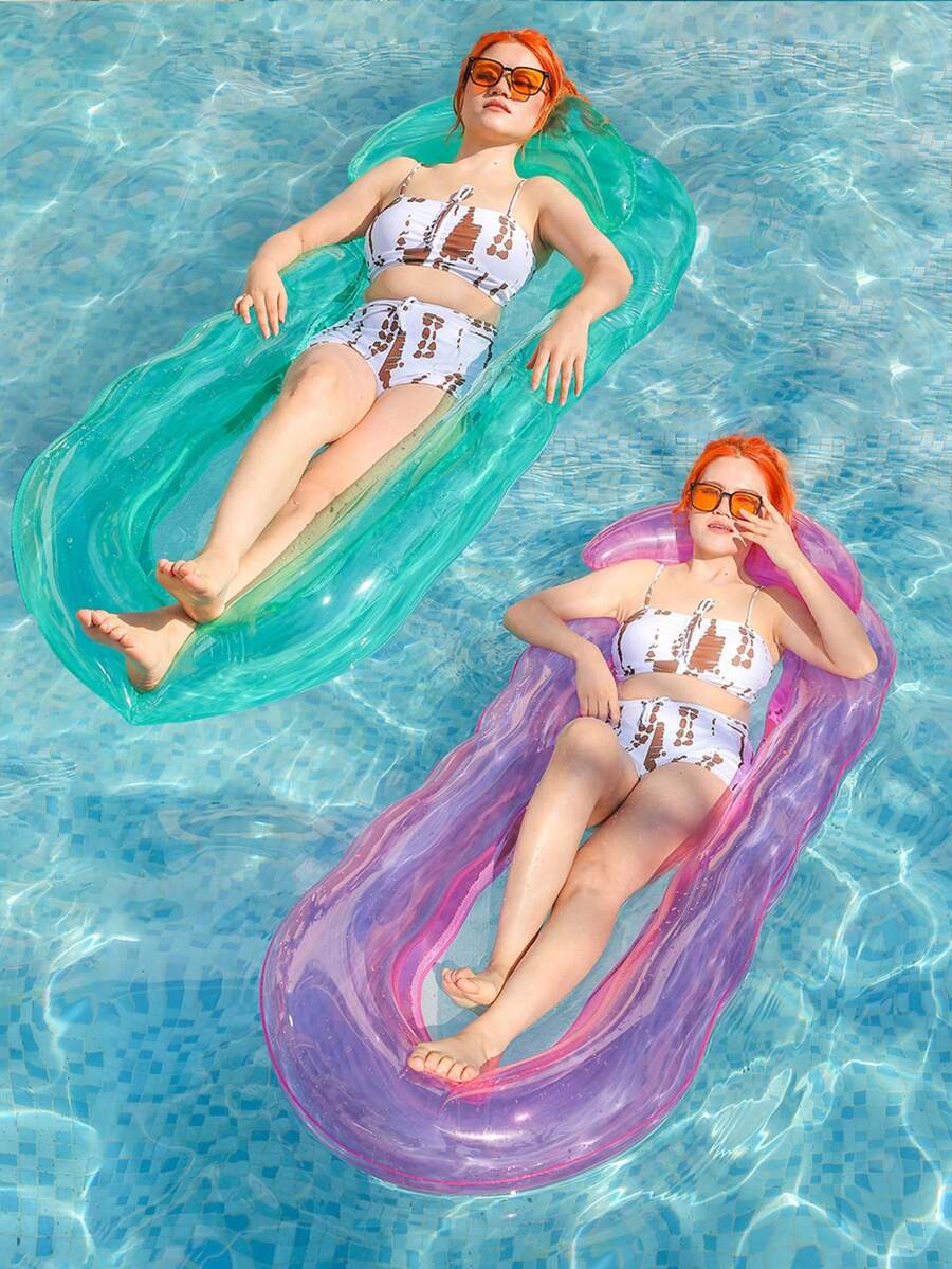 1/2件成人游泳池漂浮躺椅，漂浮吊床，充气水上漂浮船，夏季泳池派对充气沙发 - 圓形 - 查看 1