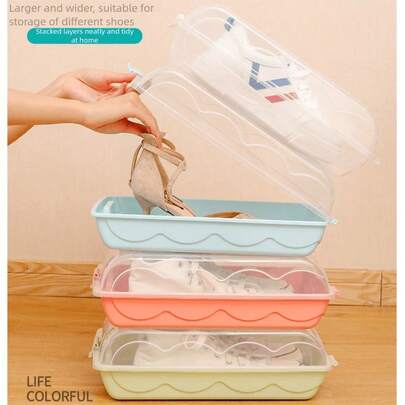 鞋盒，男女通用鞋盒，透明收纳盒，塑料鞋柜，鞋子整理盒，坚固耐用，承重力强，加厚抽屉式简易鞋架，车载旅行鞋柜
