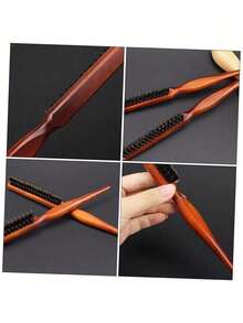 蓬松木柄梳，符合人体工学设计，卷发梳，头皮按摩，造型灵感，适合所有发质的家人和朋友使用。 - 彩色 - 查看 8