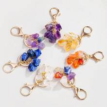 1PC Natural Crystal Raw Stone Pendant – Healing Energy Stone For Mobile Phone Decor & Yoga Spiritual Jewelry Gift Mother's Day Valentine's Day Gift - Raw Stone Keychain - View 2