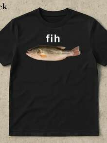 Fih Fish Meme Shirt - Stupid Meme Shirt, Funny Meme Shirt, Brain Rot Shirt, Inappropriate Funny Gag Gift, Gen Z Meme Tees, Dumbest Shirt - màu đen - Xem 1