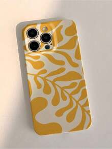 1件装极简时尚艺术植物叶子图案穿孔亮面丝质手机硬壳，兼容三星/ 11/12/13/14/15/16/17 Pro Max - 彩色 - 查看 3