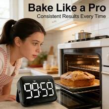 VOCOO Battery-Powered LED Timer, 3 Mounting Ways: Magnetic, Hanging & Stand For Table/Screen, Adjustable Volume & Brightness, Large Clear Digits, Kitchen Count Up/Down, 99 Min 59 Sec Max - Other - View 2