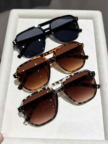 3pcs Classic Retro Casual Fashion Eyeglasses, Unisex, Suitable For Daily Wear, Summer Vacation, Etc. - Multicolor - View 9