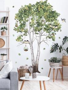 2张树木植物背景贴纸 - 清新简约的悬挂式花篮墙贴，适用于客厅和卧室 - 樺樹 - 查看 6