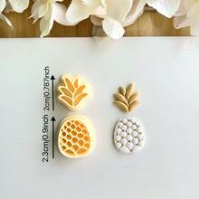 2个菠萝形软陶首饰制作模具，水果菠萝造型聚合物粘土模具，夏季浪漫风格粘土模具，适用于DIY耳环、胸针、吊坠、陶瓷和其他工艺品 - 黃色 - 查看 2