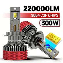 HYNBYZJ 2个H4 H7 Canbus LED汽车LED大灯 300W 220000LM H1 H3 H9 H11 9005 HB3 9006 HB4 9012 9007 HB5 H13 9008 汽车LED灯 高功率雾灯 6000K 12V - A - 查看 2