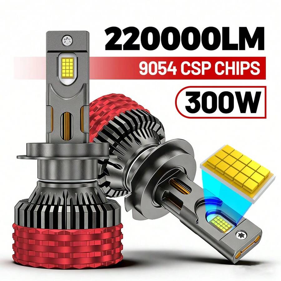 HYNBYZJ 2个H4 H7 Canbus LED汽车LED大灯 300W 220000LM H1 H3 H9 H11 9005 HB3 9006 HB4 9012 9007 HB5 H13 9008 汽车LED灯 高功率雾灯 6000K 12V