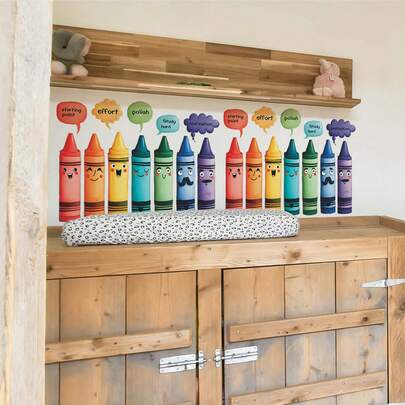 Hình dán tường bút chì nhiều màu sắc sáng tạo, chủ đề nghệ thuật cho phòng trẻ em, chất liệu PVC, tranh dán tường vui nhộn, tự dính, thích hợp cho tường điểm nhấn phòng trẻ em, tường nền phòng khách, nhà nghỉ gia đình, phòng theo chủ đề sáng tạo, trung tâm giáo dục mầm non, góc nghệ thuật, hiệu sách thiếu nhi, tường ảnh và các không gian khác, tranh dán tường tự dính truyền cảm hứng nghệ thuật.