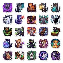 50张神秘女巫猫贴纸，魔法猫咪图案，防水乙烯基材质，适用于水瓶、笔记本电脑、日记本、滑板、手机壳等，是爱猫人士、奇幻爱好者和哥特美学爱好者的理想之选，也适合个性化日常用品和装饰笔记本。 - 1 Set - 查看 6