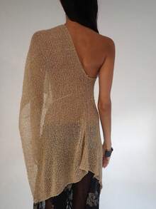 Damen Sommer Cover-Up Top, sexy halbtransparent einfarbig mit asymmetrischem Saum, 2026 Frühling/Sommer Neu, lässig, Strand, Date, Geburtstagsparty, Unabhängigkeitstag, Ostern, Sommer, sexy Strandmode Urlaub - Champagnerfarben - Übersicht 11