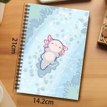 1 pieza Libreta espiral con diseño de axolotl lindo y hermoso, diseño adorable, regalo perfecto para amigos y familiares, adecuado para tomar notas, diario, diario de viaje, tamaño: 14.2*21cm - A5 - Ver 3
