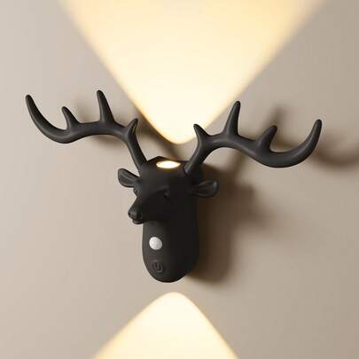 LED Wall Light With Motion Sensor – Smart LED Deer Wall Lamp With Touch Dimming & Motion Sensor, Under-Cabinet Lighting, Rechargeable Magnetic Night Light, Wall Sconce Decor Lamp Lighting, Suitable For Hallways, Kitchen Cabinets, Wardrobes, And Room Decoration, Automatic On/Off, 1200mAh Battery