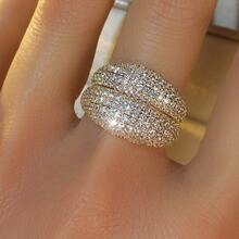 1pc Creative Wide-Band Fashionable Zirconia Inlaid Ring For Women, Suitable For Daily, Banquet, Party, Event Accessories - Ring - View 6