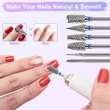 1/6 Đầu mài móng tay, 6 Mũi phay móng tay bằng cacbua, Đầu mài máy để loại bỏ acrylic hoặc gel trong làm móng, Mũi mài chuyên nghiệp 332 inch - Màu xanh lam - Xem 7