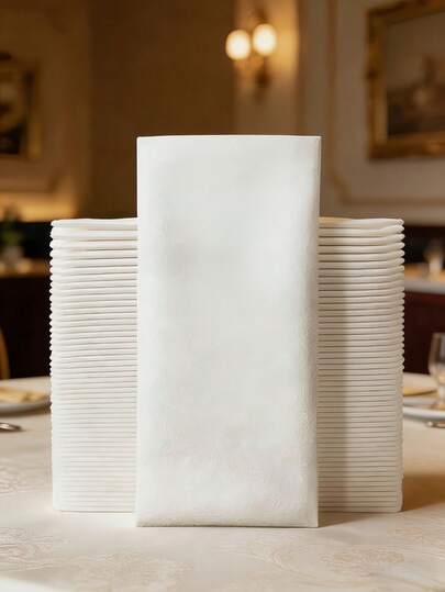 100pcs White Linen-Feel Disposable Napkins, High Absorbency Thick Soft Paper Towels, Suitable For Wedding, Party, Holiday Table Decor
