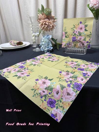 20/40 piezas Servilletas con estampado floral vintage rosa y morado, estilo de pintura al óleo amarilla con flores, para picnics y diversas fiestas temáticas, decoración o uso diario, decoración para el Día de la Madre, fiesta del té, cumpleaños, Pascua, servilletas de fiesta con elegantes patrones florales para bodas