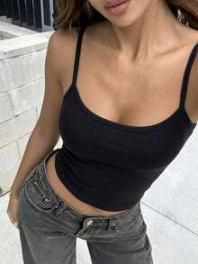 Vaiaye 女士时尚内衣风上衣，春夏条纹印花圆领修身休闲度假性感吊带背心，适合海滩度假和日常休闲穿着，黑色 - 黑色 - 查看 5
