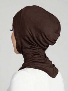 1 pieza Cubierta elástica de mentón de unicolor para mujer, bufanda para el cuello, esencial para la playa, vacaciones, accesorios y viajes - Café integral - Ver 2
