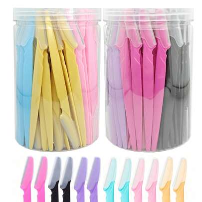 30 lưỡi dao tỉa lông mày/chai, hộp đựng dao cạo tạo hình lông mày kèm hộp bảo quản, thích hợp để tẩy lông mặt và cơ thể, sản phẩm và phụ kiện chăm sóc tóc, cần thiết cho salon, làm đẹp và du lịch, dùng được cho cả nam và nữ.