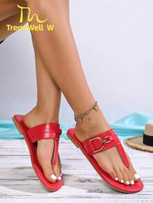 Women's Sandals, New Ladies Shoes, Red Women's Shoes, Fashionable Women's Sandals, Women's Flip Flops, Elegant Women's Shoes - Red - View 2