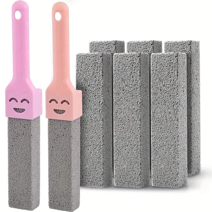 Cepillo de limpieza con piedra pómez de mango reemplazable, cepillo de inodoro, elimina las manchas de agua dura, adecuado para baño, piscina, cocina y otras tareas de limpieza del hogar, elimina eficazmente la cal, herramienta de limpieza doméstica multifuncional - Multicolor - Ver 1