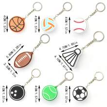 1pc 3D Printed Stress Relief Keychain, Shaped Like A Sports Ball, Creative Press-Type Pendant, Suitable For Club Souvenirs, Mini Sports Ball PLA Keychain - Multicolor - View 3