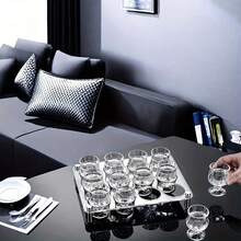 60ml Diamond/Butterfly Pattern Crystal Clear Stemmed Glass Liquor Shot Glass, Transparent Refractive High-End French Style Vodka, Whiskey Spirits Cup - Clear - View 5