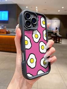 可爱煎蛋涂鸦手机壳，兼容 17 Air、16 Pro、15 Pro Max、14、13、12、11，磨砂防摔创意高端保护壳 - 高竹煎蛋 - 查看 4