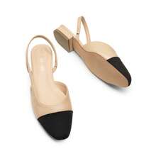 Women Slingback Flats Low Heel Slip-On Dress Ballet Flats Square Toe  Lady Elegant Casual Commute Wedding Party Work Color Blocking Flats Shoes - Màu be - Xem 9