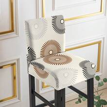 1/2/4/6pcs Stretch Printed Bar Stool Chair Covers, Home & Hotel Use - Sub-painting - View 3