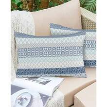 Juego de 2 fundas de almohada impermeables al aire última intervensión juego de 2 fundas de almohada lumbares de rayas bohemias azules de 20 x 12 pulgadas estilo bohemio fundas de cojín decorativas - Boho azul - Ver 2