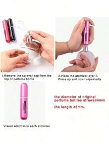 Perfume Bottle 5PCS Mini Refillable Perfume Atomizers - Portable Travel Fragrance Spray Bottles With Empty Pump Cases (5ML Scent Atomizers For Everyday Use), Perfume Bottle Perfume Refillable Bottle - 粉紅色-1件 - 查看 10