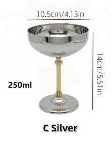 1 chiếc ly uống whisky bằng thép không gỉ, ly chân đế bằng kim loại, đồ trang trí nhà cửa, ly cocktail, ly tráng miệng, thích hợp cho dã ngoại mùa xuân/hè, kỳ nghỉ, tiệc tùng, quán bar. - Bạc - Xem 8