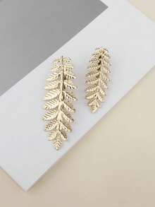2pcs Metal Leaf Hair Clips, Leaf Bangs Clips, Fairy Style Hair Accessories, Versatile Leaf Hair Pins Set - Gold - View 2