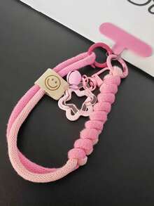 短款编织手机挂绳，适用于任何手机壳，星形吊坠，女士手持防摔挂带 - 彩色 - 查看 3