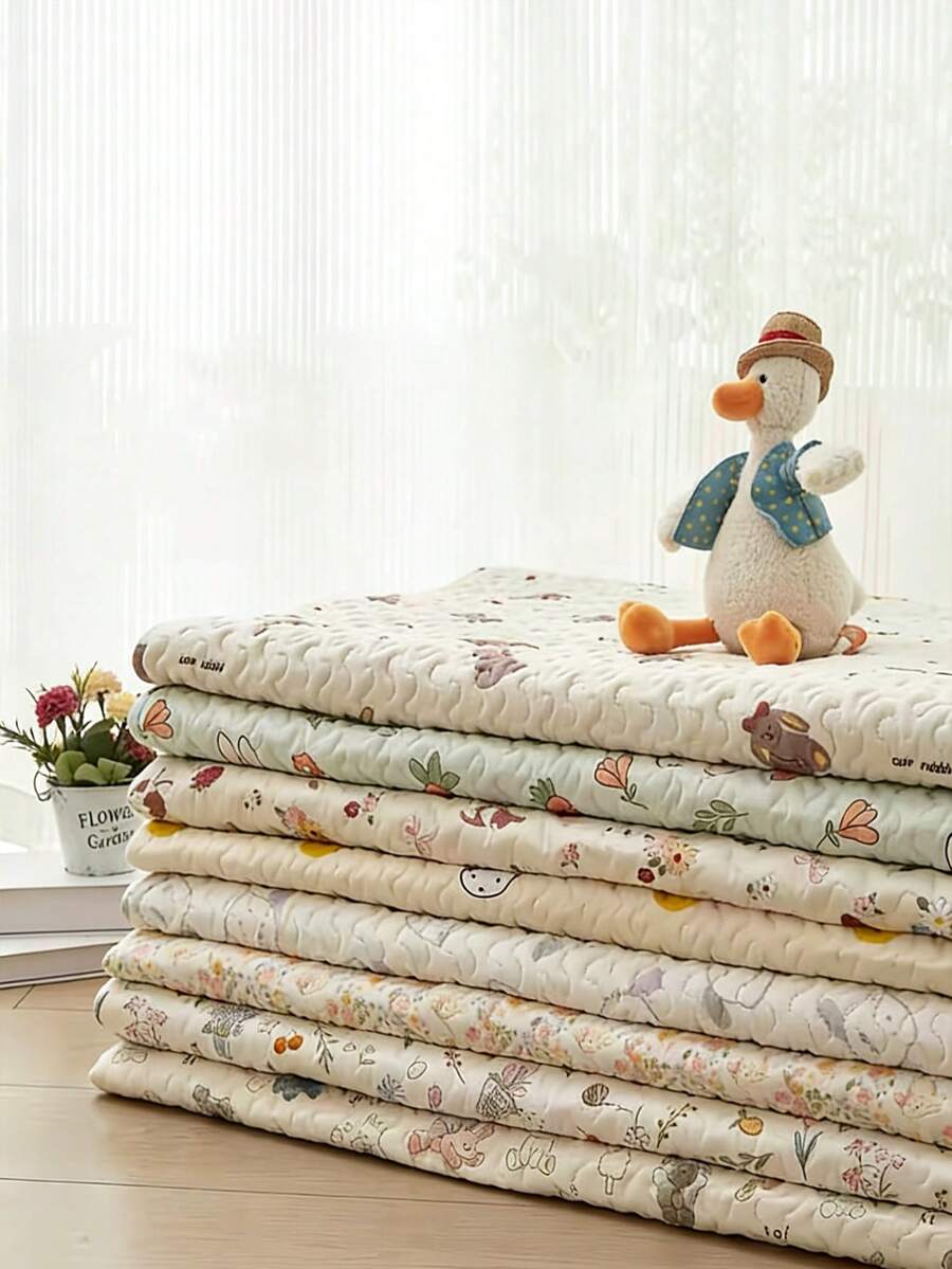 Cute Cartoon Pet Mat, Rabbit & Carrot Print Quilted Dog Cat Bed Mat, Four Seasons Universal Breathable Pet Pad, Soft Washable Pet Crate Mat For Small Medium Dogs Cats, Ideal For Sofa, Floor & Pet Carrier Use, Available In 4 Sizes (1kg/5kg/15kg) - Multicolor - View 1