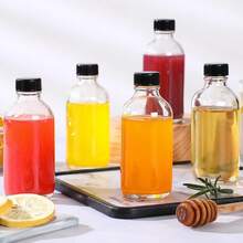 4盎司（约120毫升）带盖小透明玻璃瓶，120毫升波士顿圆形样品瓶，迷你旅行必备或装饰瓶，适合储存药品、果汁、保健品、姜汁汽水、水等液体，非常适合户外和露营使用。 - 彩色 - 查看 6