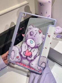 A Cute Cartoon Purple Bear Heart Pattern Double-Sided Acrylic Transparent Crystal Back Cover, Shock-Proof, Suitable For IPad 7th, 8th, 10th Generation (10.2 Inch), Built-In Pen Slot, Support Sleep/Wake Function, Ideal Gift Choice - Multicolor - View 8