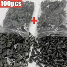 100 chiếc ốc vít tự ren hỗn hợp bằng kim loại, ốc vít, kẹp hình chữ U kèm ốc vít chống gỉ, kẹp, tấm sắt - Hình chữ U - Xem 12