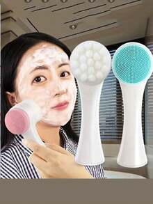 经典实用双面洁面刷，柔软硅胶刷毛，手动卸妆深层清洁刷，适用于洁面发带、发圈和腕带 - 洗臉 - 查看 1