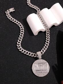 两件套男士镀金“最后的晚餐”吊坠项链，耶稣与门徒，镶嵌立方氧化锆，嘻哈风格首饰，独特礼品之选 - 最後的晚餐吊墜項鍊 - 查看 4