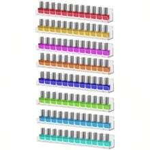 4/6/8pcs Wall-Mounted Nail Polish Rack With Removable Anti-Slip Plugs, Acrylic Nail Polish Storage Organizer Wall Mount Display Holds Up To 96 Bottles - Clear - View 2